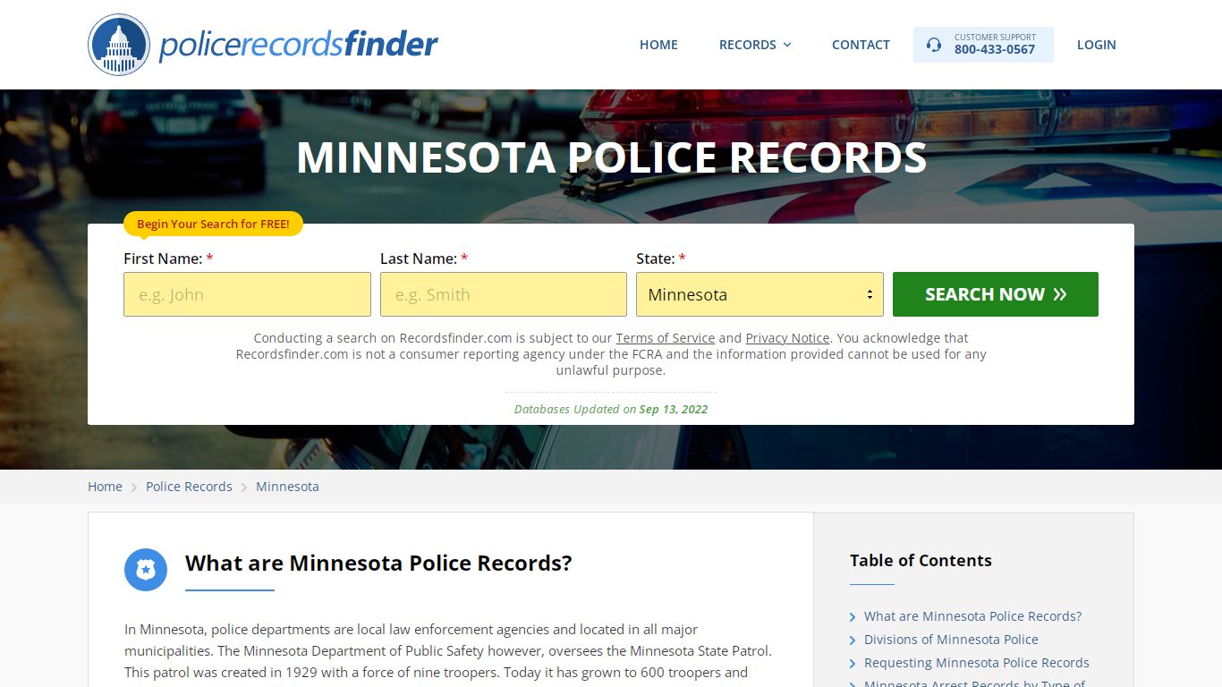 Minnesota Police Records Search & Police Departments Online